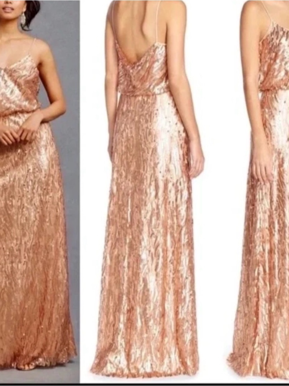 Donna Morgan Rose Gold Sequin Evening Dress
